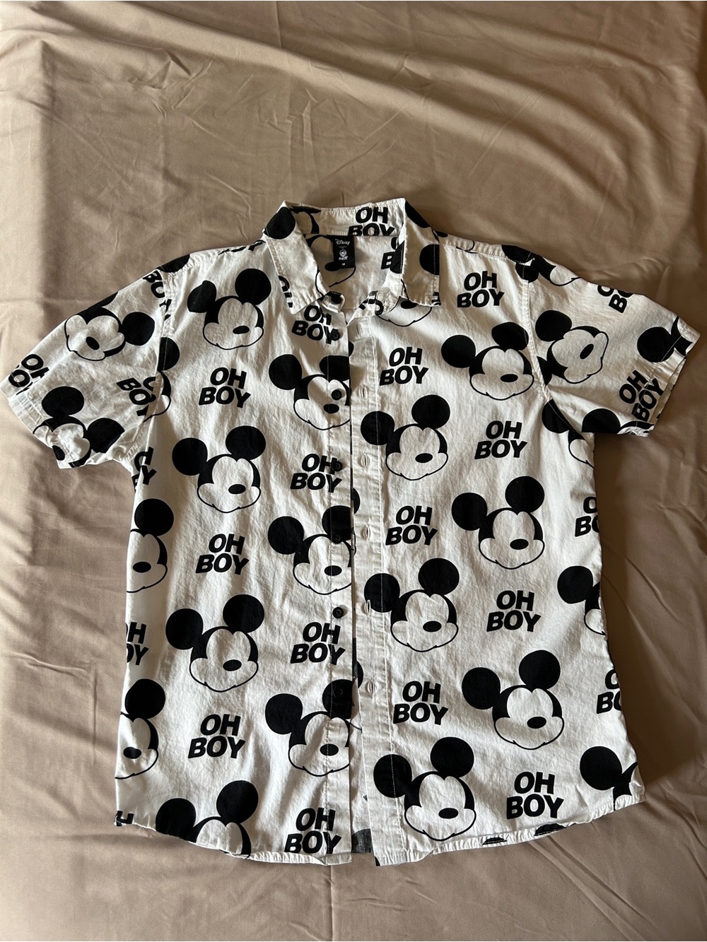 Disney / Neff Black & White Mickey Mouse Graphic Button-Down Shirt